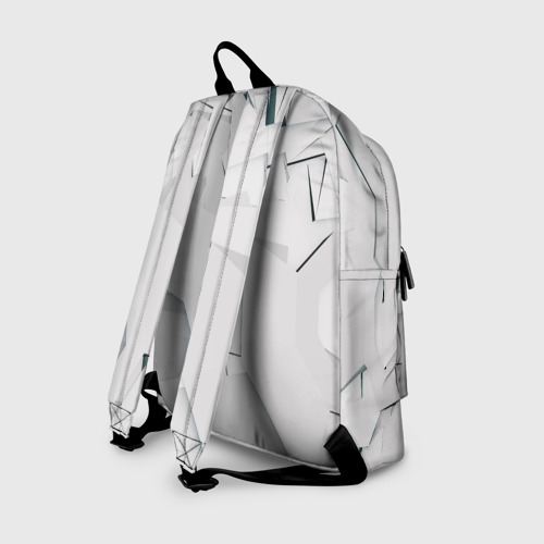 Рюкзак 3D с принтом Абстрактные разные белые и серые фигуры, вид сзади #1