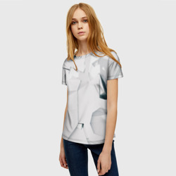 Женская футболка 3D Абстрактные разные белые и серые фигуры - фото 2