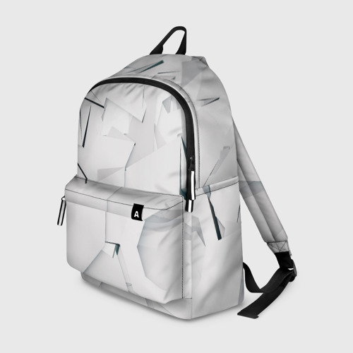 Рюкзак 3D с принтом Абстрактные разные белые и серые фигуры, вид спереди #2