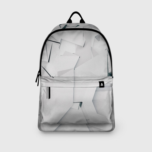 Рюкзак 3D с принтом Абстрактные разные белые и серые фигуры, вид сбоку #3
