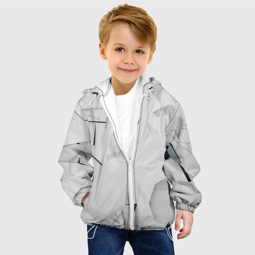 Детская куртка 3D Абстрактные разные белые и серые фигуры, цвет белый - фото 3