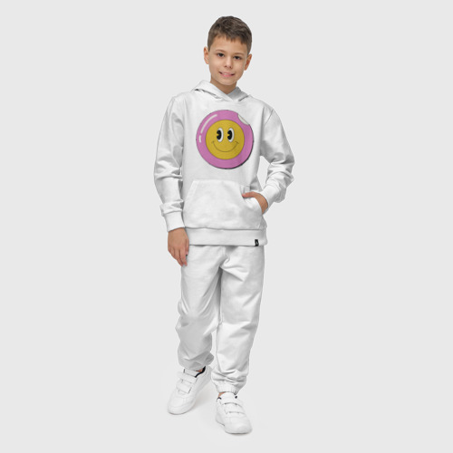 Детский костюм с толстовкой хлопок Счастливый смайлик в стиле retro, цвет белый - фото 3