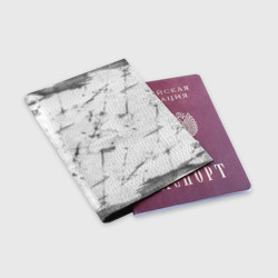 Обложка для паспорта матовая кожа Серый трещины тай-дай - фото 2