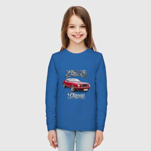 Детский лонгслив хлопок Маслкар Ford Mustang, цвет синий - фото 5
