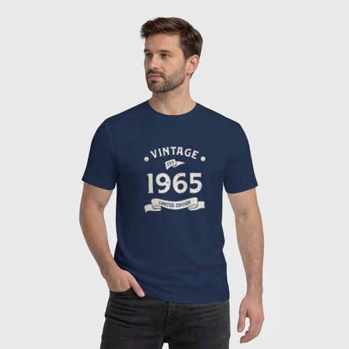 Мужская футболка хлопок с принтом Винтаж 1965 ограниченный выпуск, фото на моделе #1