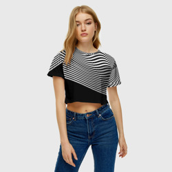 Топик (короткая футболка или блузка, не доходящая до середины живота) с принтом Trendy raster pattern для женщины, вид на модели спереди №2. Цвет основы: белый
