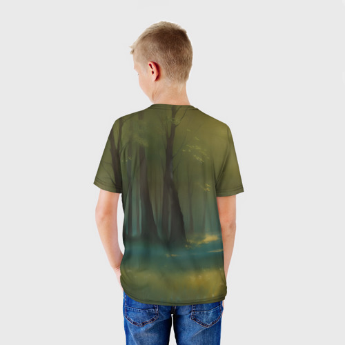 Детская футболка 3D Единорог в летнем лесу, цвет 3D печать - фото 4