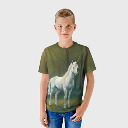 Детская футболка 3D Единорог в летнем лесу - фото 2