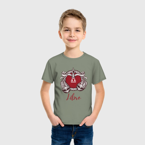 Детская футболка хлопок Зодиакальный знак Весы, цвет авокадо - фото 3