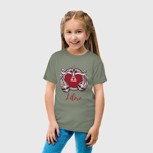 Детская футболка хлопок Зодиакальный знак Весы, цвет авокадо - фото 5