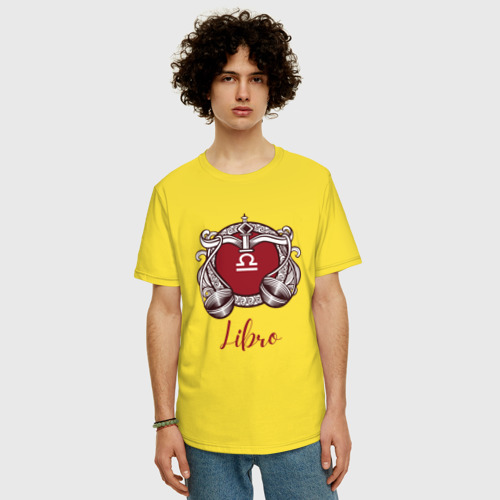 Мужская футболка хлопок Oversize Зодиакальный знак Весы, цвет желтый - фото 3