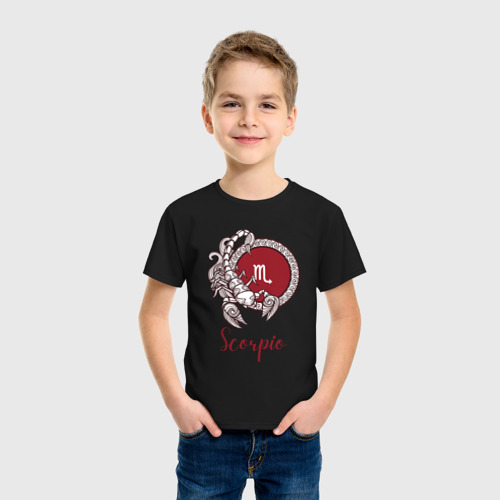 Детская футболка хлопок с принтом Скорпион знак зодиака, фото на моделе #1