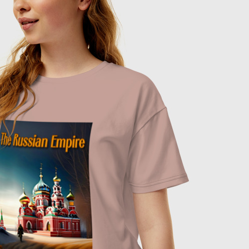 Женская футболка хлопок Oversize с принтом The Russian Empire, фото на моделе #1