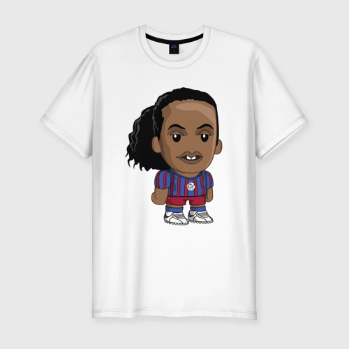 Мужская футболка хлопок Slim Ronaldinho Barcelona