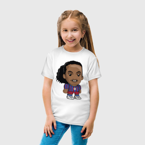 Детская футболка хлопок Ronaldinho Barcelona, цвет белый - фото 5