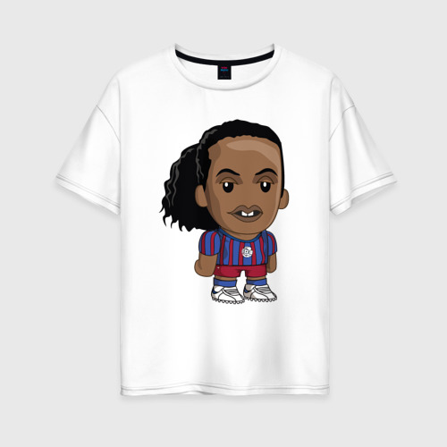 Женская футболка хлопок Oversize Ronaldinho Barcelona, цвет белый