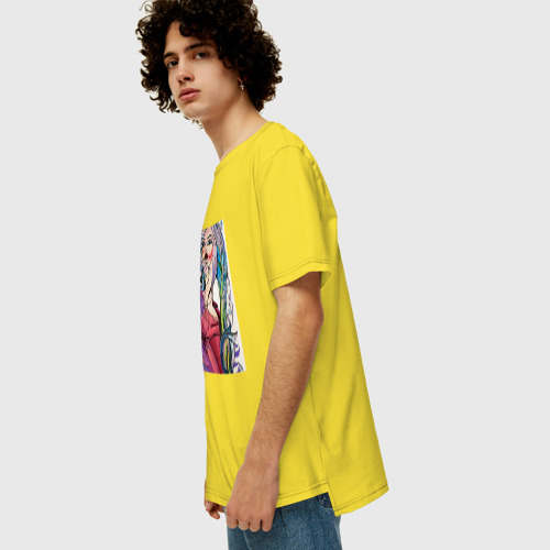 Мужская футболка хлопок Oversize с принтом Ветряная красотка, вид сбоку #3