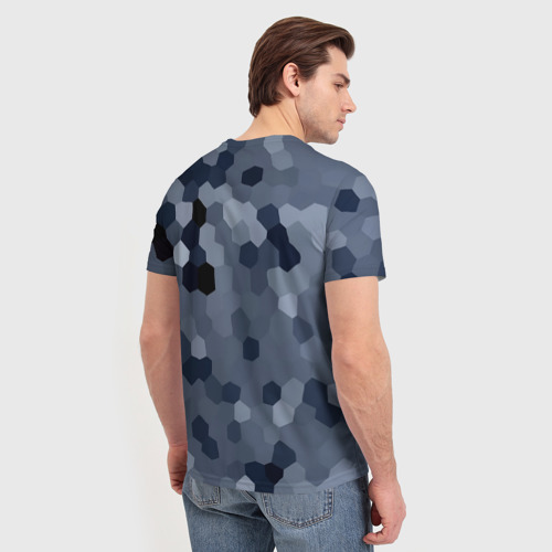 Мужская футболка 3D с принтом Камуфляж из сот, вид сзади #2