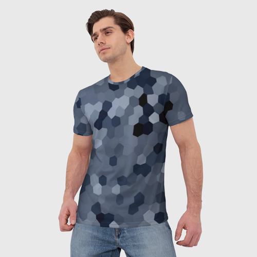Мужская футболка 3D с принтом Камуфляж из сот, фото на моделе #1