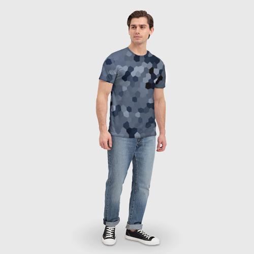 Мужская футболка 3D с принтом Камуфляж из сот, вид сбоку #3