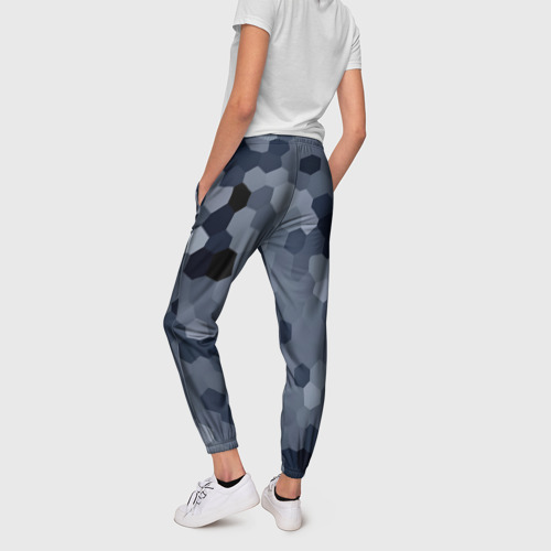 Женские брюки 3D с принтом Камуфляж из сот, вид сзади #2