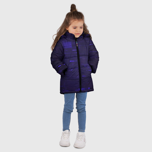 Зимняя куртка для девочек 3D с принтом Киберпанк изнутри, вид сбоку #3