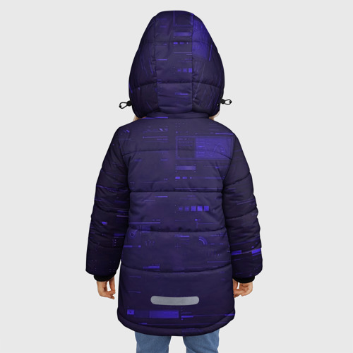 Зимняя куртка для девочек 3D с принтом Киберпанк изнутри, вид сзади #2