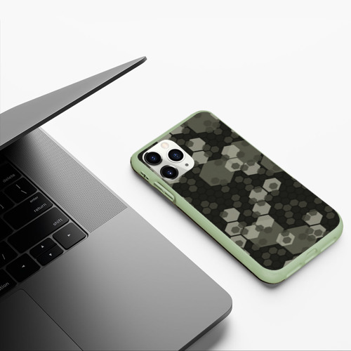 Чехол для iPhone 11 Pro матовый с принтом Зеленый камуфляж из сот, фото #5