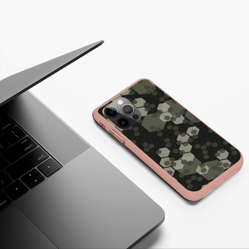 Чехол для iPhone 12 Pro Max с принтом Зеленый камуфляж из сот, фото #5