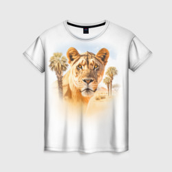 Львица охотится в саванне – Женская футболка 3D с принтом купить со скидкой в -26%