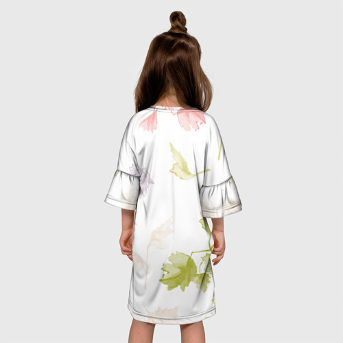 Детское платье 3D с принтом Паттерн с листьями клёна, вид сзади #2