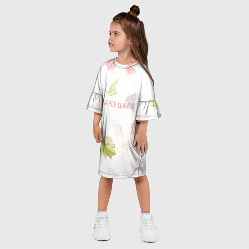Детское платье 3D с принтом Паттерн с листьями клёна, фото на моделе #1