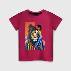 Модный лев - искусство – Детская футболка хлопок с принтом купить со скидкой в -20%