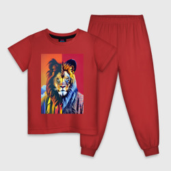 Модный лев - искусство – Детская пижама хлопок с принтом купить со скидкой в -9%