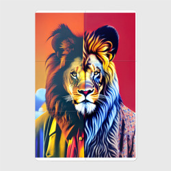 Модный лев - искусство – Магнитный плакат 2Х3 с принтом купить
