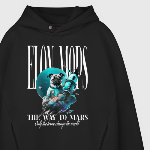 Мужское худи Oversize хлопок Elon Mops, цвет черный - фото 4