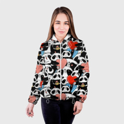 Женская куртка 3D Панды с сердечками - фото 2