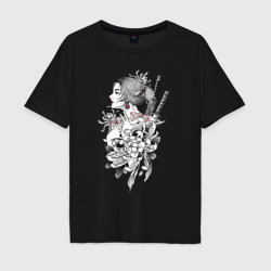 Мужская футболка хлопок Oversize Japan Chrysanthemum