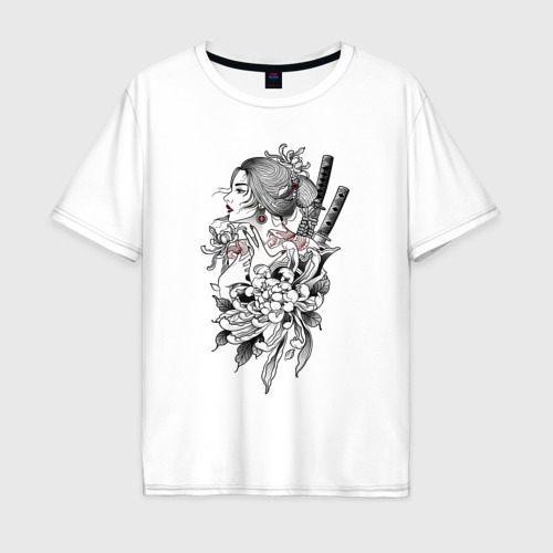 Мужская футболка из хлопка оверсайз с принтом Japan Chrysanthemum, вид спереди №1