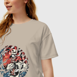 Женская футболка хлопок Oversize Japan tiger head - фото 2