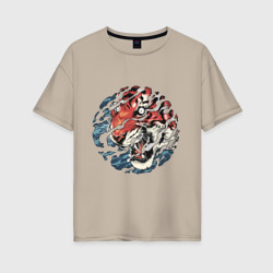 Женская футболка хлопок Oversize Japan tiger head