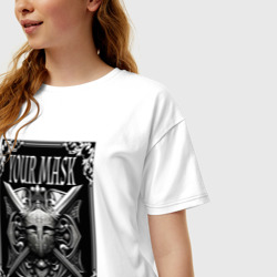 Женская футболка хлопок Oversize Маска средневековья - фото 2