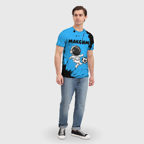 Мужская футболка 3D с принтом Максим космонавт футболист, вид сбоку #3