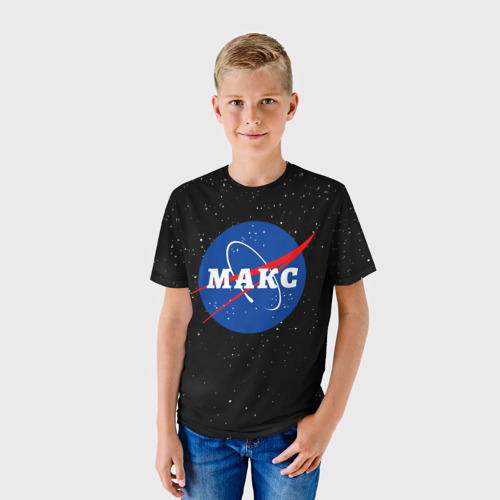 Детская футболка 3D с принтом Макс Наса космос, фото на моделе #1