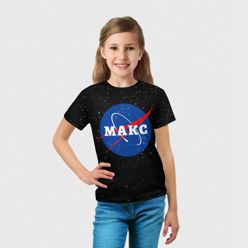 Детская футболка 3D с принтом Макс Наса космос, вид сбоку #3