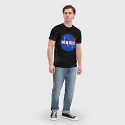 Футболка с принтом Макс НАСА космос для мужчины, вид на модели спереди №3. Цвет основы: белый