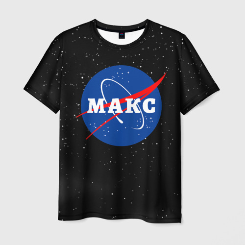 Мужская футболка с принтом Макс НАСА космос, вид спереди №1