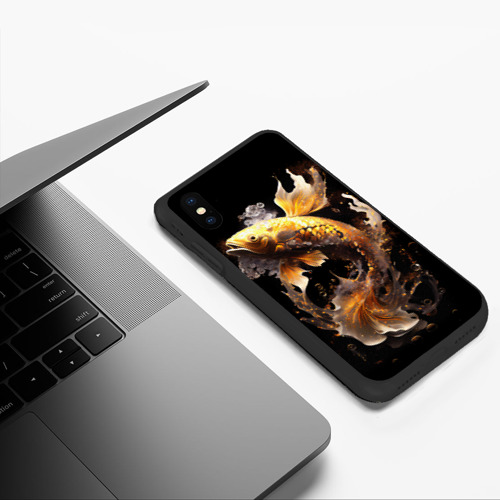 Чехол для iPhone XS Max матовый Рыба золотой дракон, цвет черный - фото 5