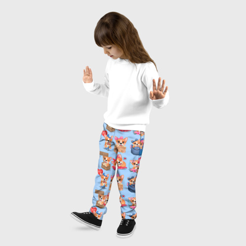Детские брюки 3D с принтом Забавные щенки, фото на моделе #1