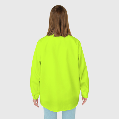 Женская рубашка oversize 3D с принтом Лайм цвет однотонный лаймовый, вид сзади #2